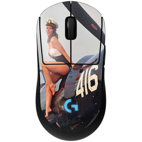 1940s Navy Pin-Up Girl On Corsair Fighter Plane G Pro Wireless Gaming Mouse Skin
